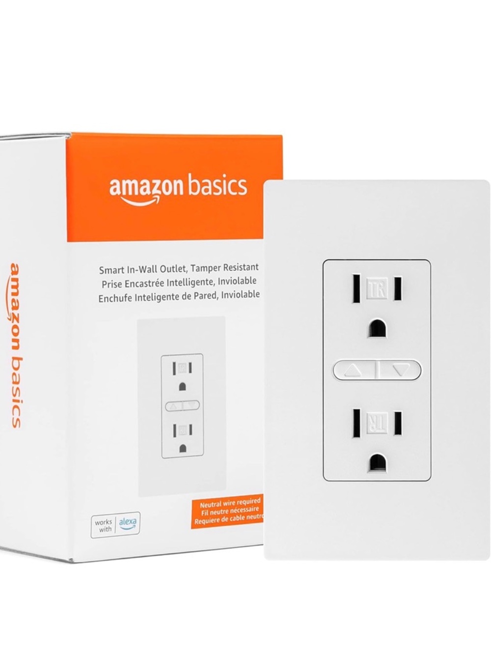 NIB Amazon Basics smart in-wall outlet.